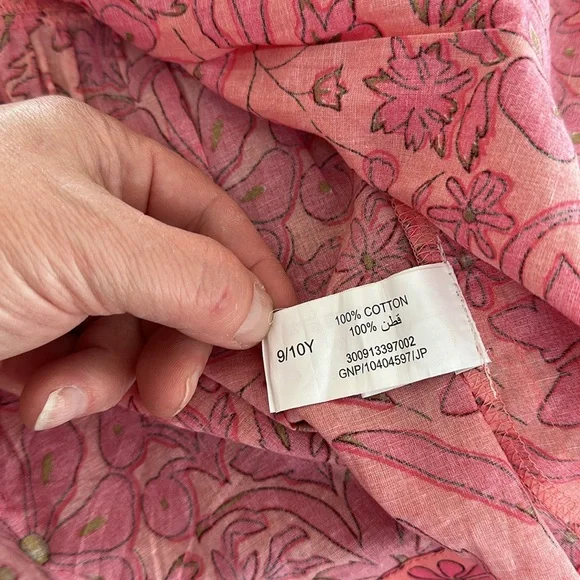 Utsa Kids Pink & Gold Floral Cotton Summer Dress Size 9/10 - Picture 14 of 14